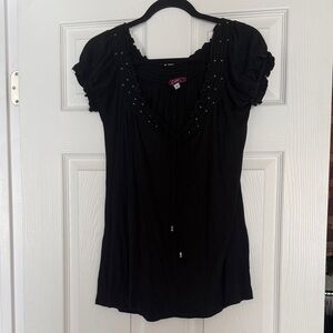 Julie's Closet Black Blouse with Beaded Accents